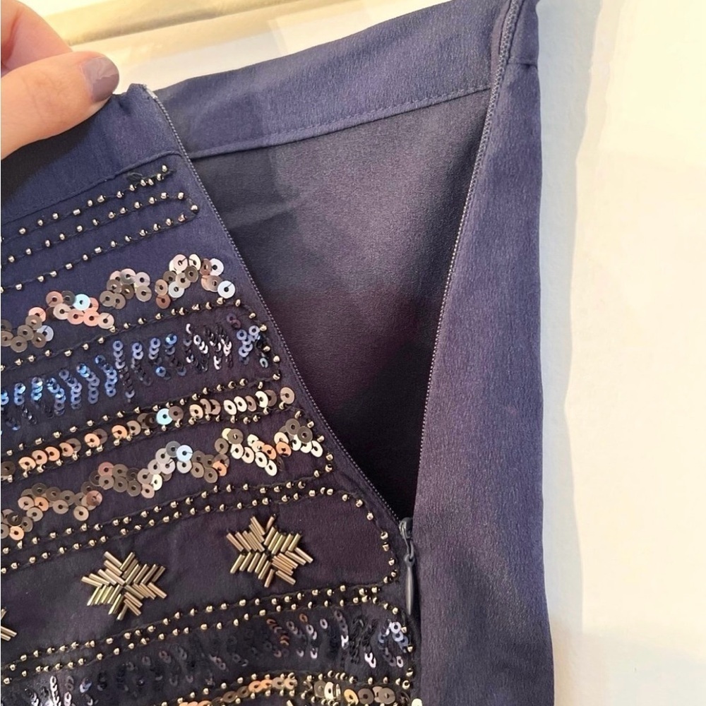 Navy Blue Sequin Skirt - Picture 3 of 5